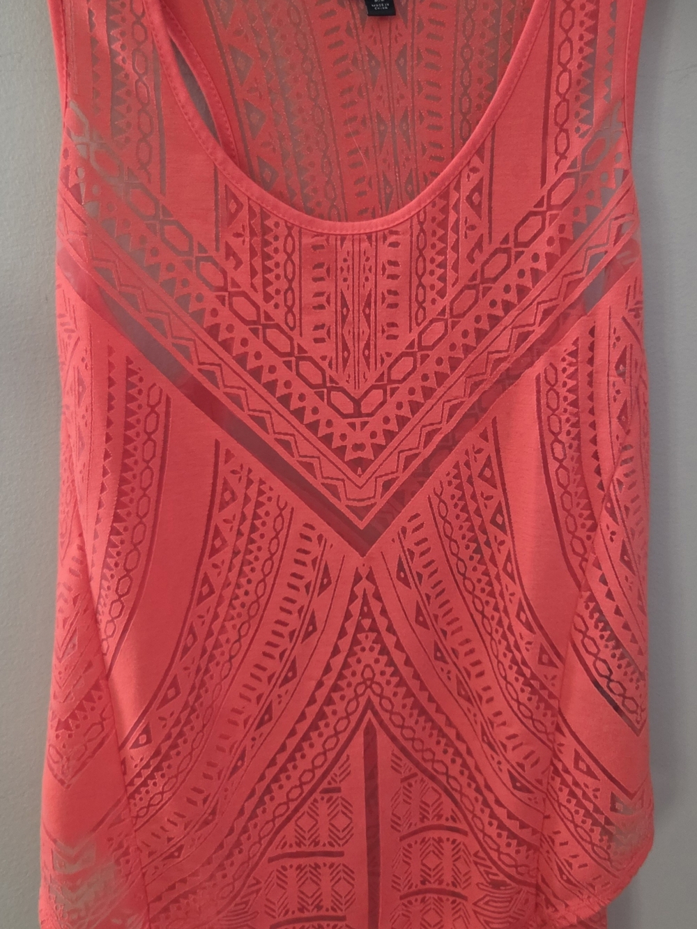 Mossimo Target Women's Medium Coral Geo-Pattern Cut-Out Tank Top Swim Cover